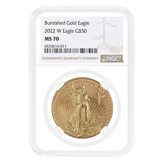 2022-W 1 oz $50 Burnished Gold American Eagle NGC MS 70