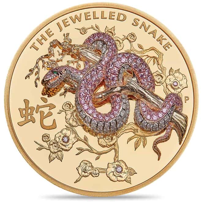 2023 10 oz Proof Gold Jewelled Snake Coin Perth Mint (w/Diamonds)