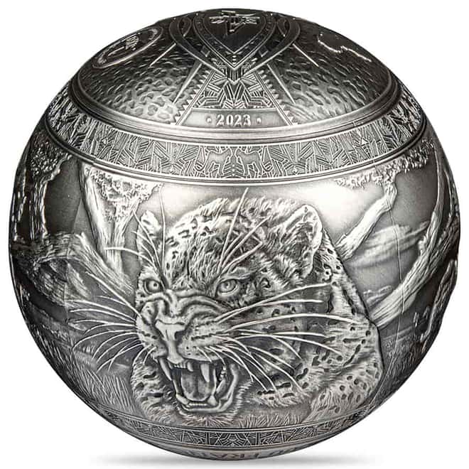 2023 1 Kilo Silver Big Five - Leopard Spherical Coin Djibouti