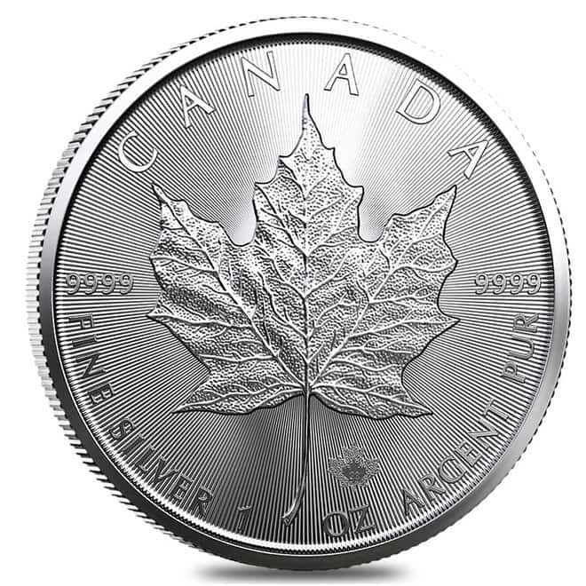 Roll of 25 - 2023 1 oz Canadian Silver Maple Leaf .9999 Fine $5 Coin BU (Lot, Tube of 25)