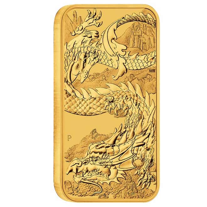 2023 1 oz Gold Australian Dragon Coin Bar $100 BU