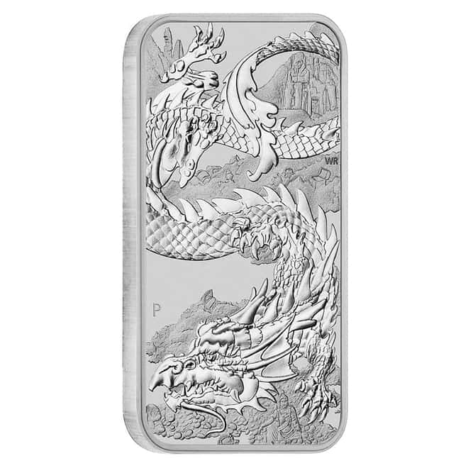 2023 1 oz Silver Australian Dragon Coin Bar $1 BU