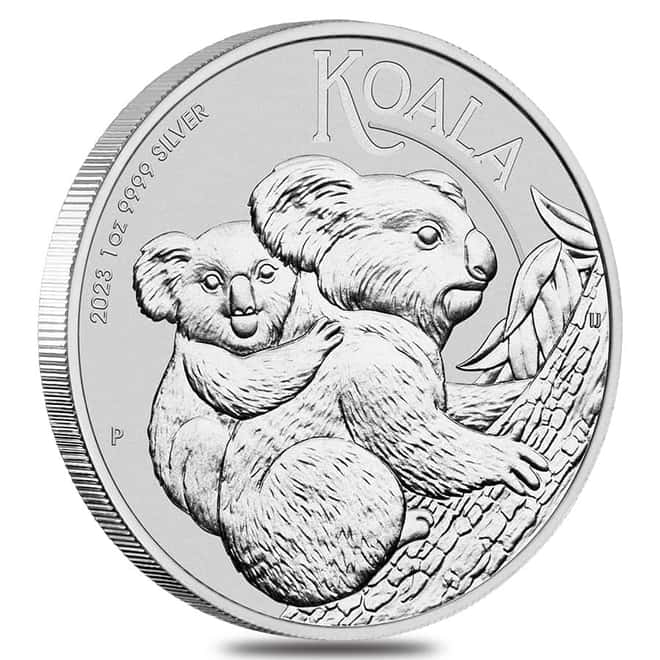 Box of 100 - 2023 1 oz Silver Australian Koala Perth Mint .9999 Fine BU In Cap (5 Tubes, Lot of 100)