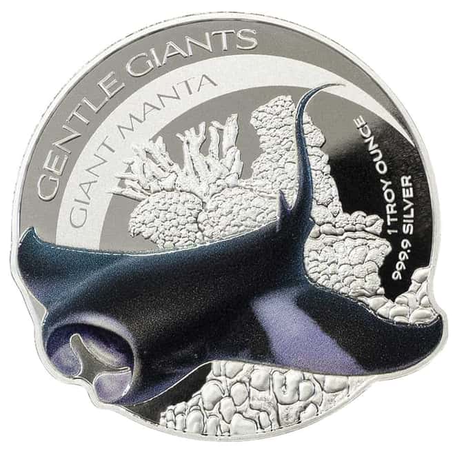2023 1 oz Silver Manta Ray Gentle Giants Solomon Islands Coin