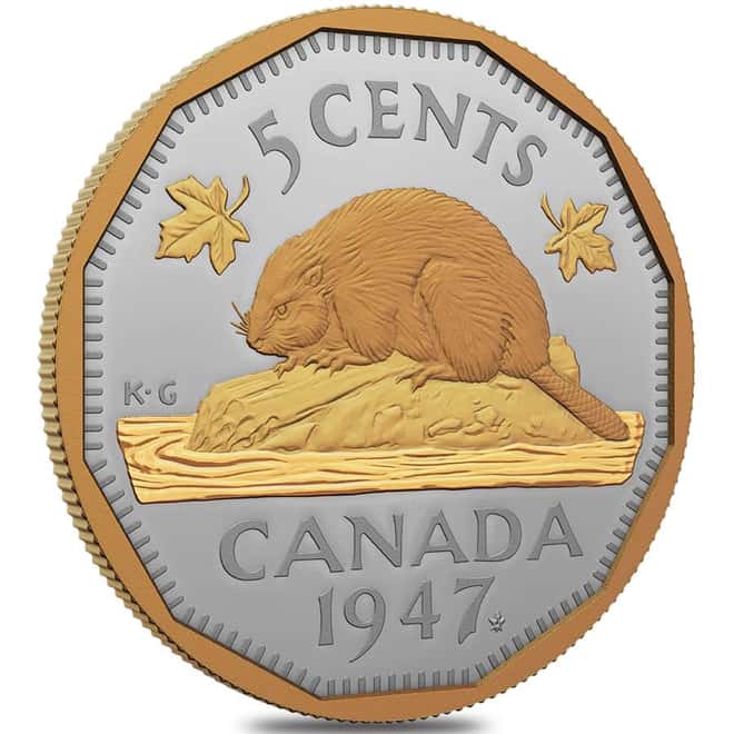 2023 Canada 2 oz Proof Silver 1947 Maple Leaf Mark 5-Cent Coin