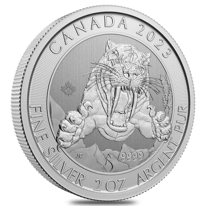 Monster Box of 280 - 2023 Canada 2 oz Smilodon Sabre-Tooth Cat Silver Coin BU