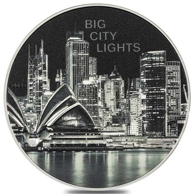 2023 Cook Islands 1 oz Proof Silver Big City Lights Sydney Coin
