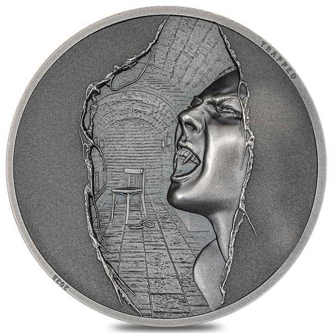 2023 Cook Islands 1 oz Silver Trapped Escape Antiqued Coin