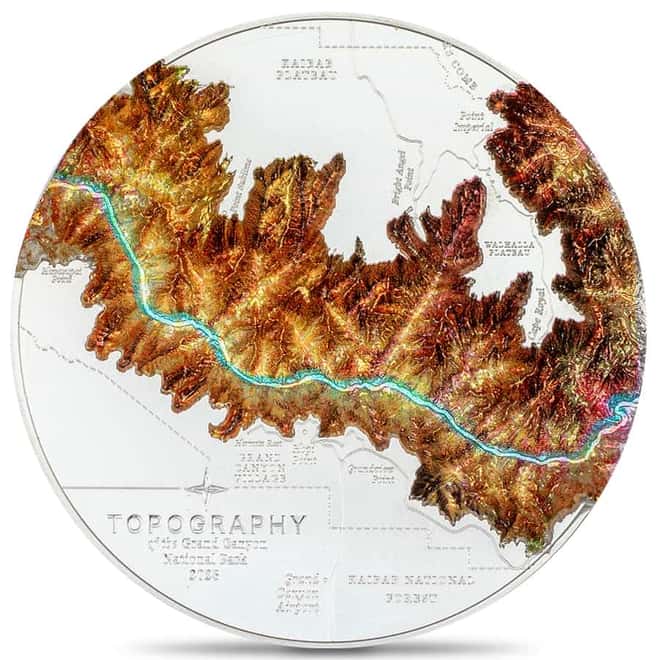 2023 Cook Islands 5 oz Silver Topography Grand Canyon Coin