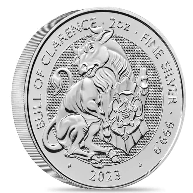 Tube of 10 - 2023 GB 2 oz Silver The Tudor Beasts Bull of Clarence Coin BU