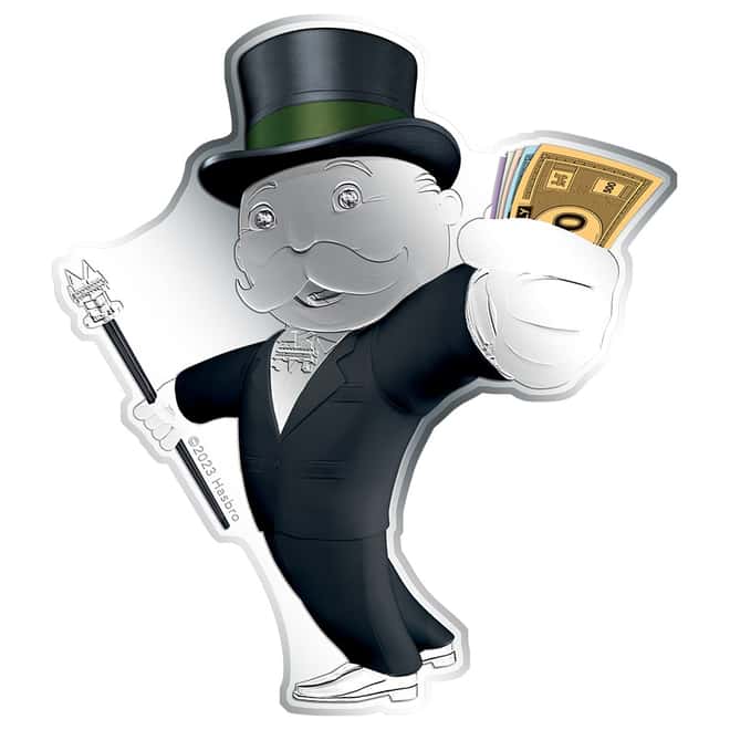 2023 Samoa 3 oz Silver Mr Monopoly Shaped Coin .999 Fine