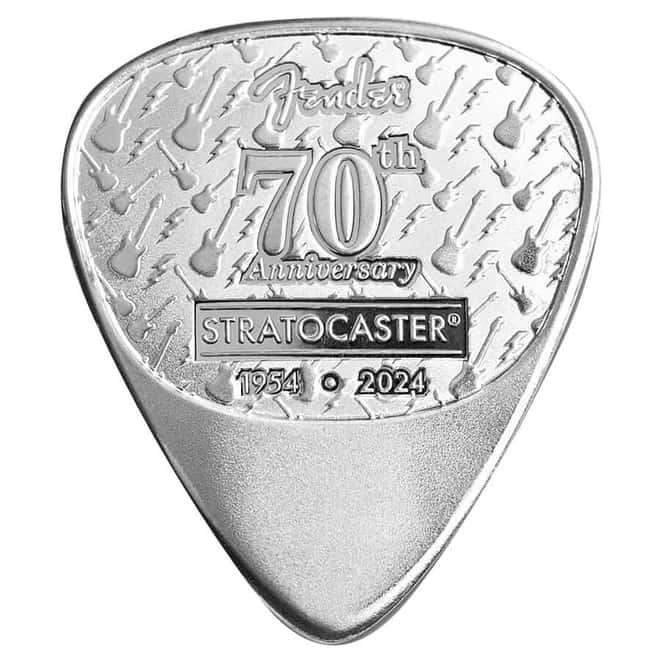 2024 10 Gram PAMP Suisse Silver Guitar Pick Fender® Stratocaster® 70th Ann.