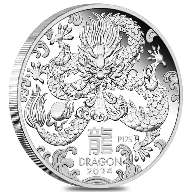 2024 1/2 oz Proof Silver Lunar Dragon Australian Perth Mint