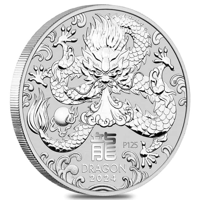 2024 1/2 oz Silver Lunar Dragon BU Australian Perth Mint