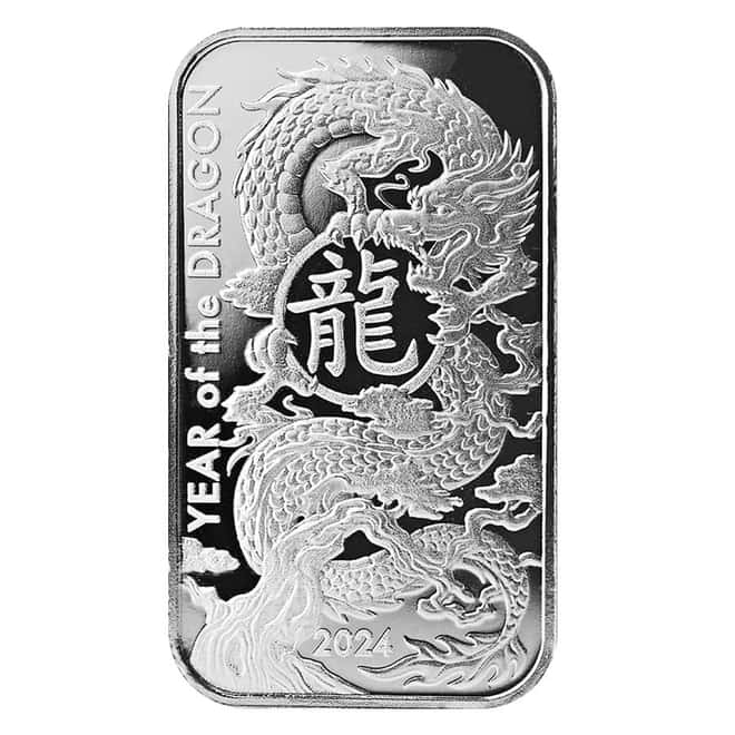 Tube of 20 - 2024 1 oz Asahi Lunar Dragon Silver Bar .999 Fine