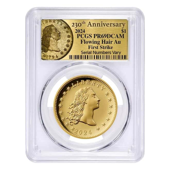 2024 1 oz Flowing Hair Proof Gold Coin 230th Ann. PCGS PF 69 FS (Flowing Hair)