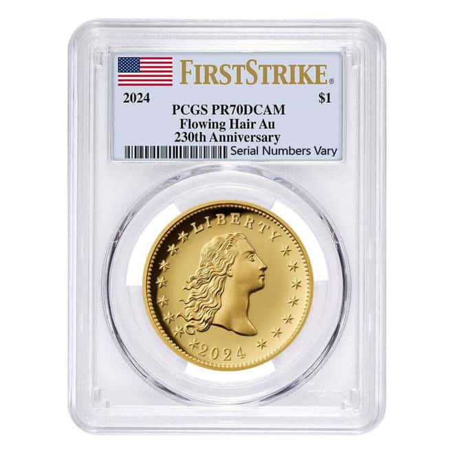 2024 1 oz Flowing Hair Proof Gold Coin 230th Ann. PCGS PF 70 FS