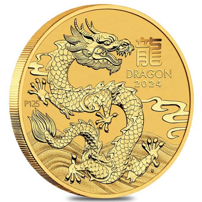2024 1 oz Gold Lunar Dragon BU Australia Perth Mint