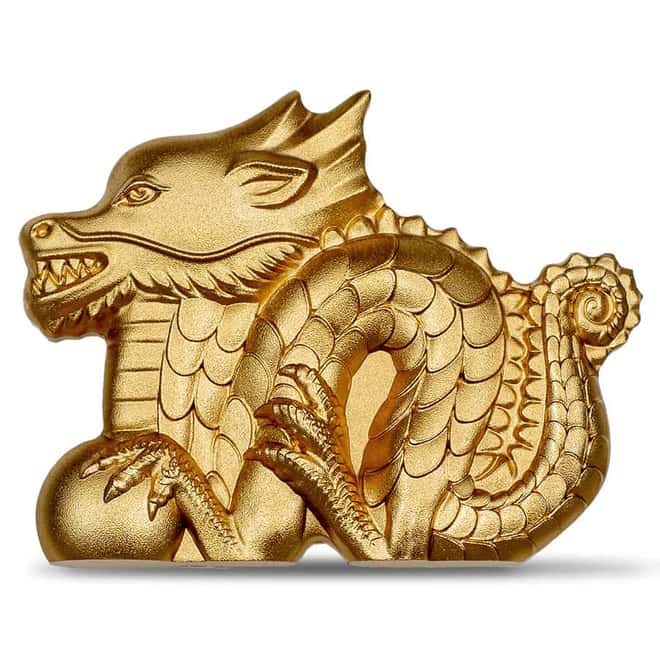 2024 1 oz Mongolia Gilded Silver Lunar Year of the Dragon Coin