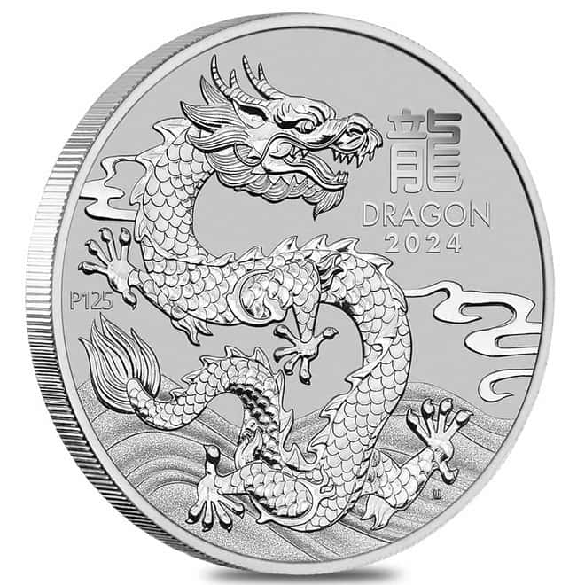 2024 1 oz Platinum Lunar Dragon BU Australian Perth Mint