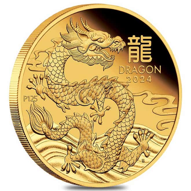 2024 1 oz Proof Gold Lunar Dragon Australian Perth Mint