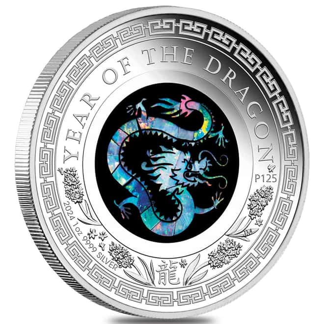 2024 1 oz Proof Silver Lunar Dragon Opal Coin Australian Perth Mint