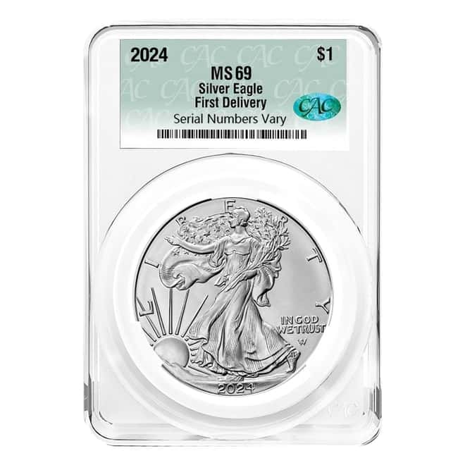2024 1 oz Silver American Eagle CAC MS 69 First Delivery