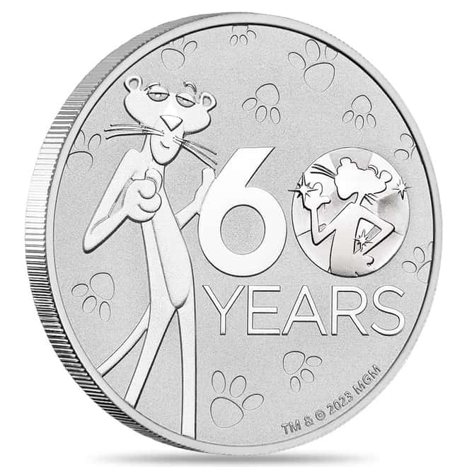 Roll of 20 - 2024 1 oz Tuvalu Pink Panther 60th Ann. Silver Coin BU