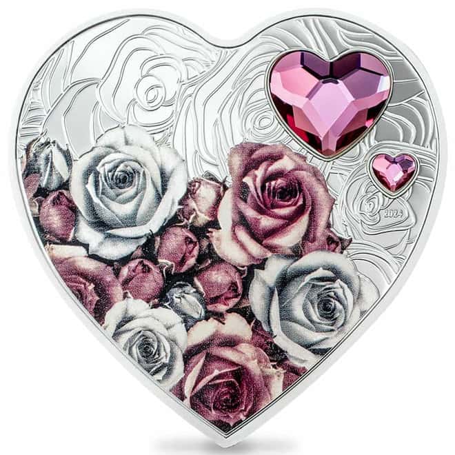 2024 Cook Islands 20 gram Proof Silver Brilliant Love Roses Coin