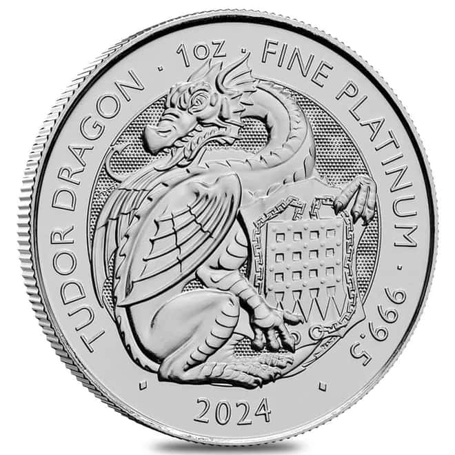 2024 GB 1 oz Platinum The Tudor Beasts Tudor Dragon Coin BU
