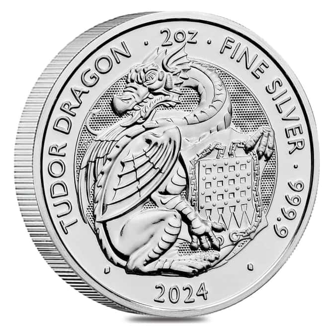 Monster Box of 200 - 2024 GB 2 oz Silver The Tudor Beasts Tudor Dragon Coin BU