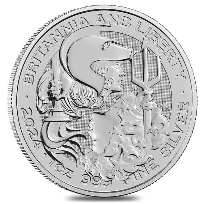 Roll of 25 - 2024 Great Britain 1 oz Silver Britannia and Liberty Coin BU