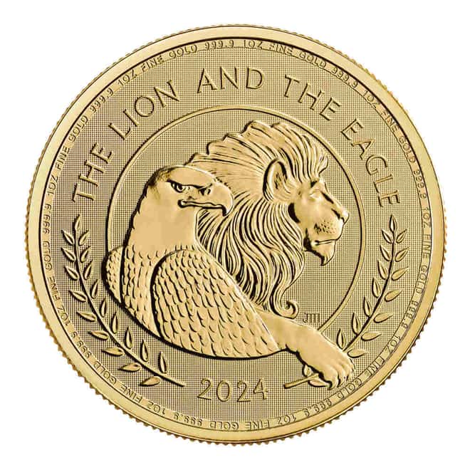 2024 Great Britain 1 oz The British Lion & American Eagle Gold Coin BU