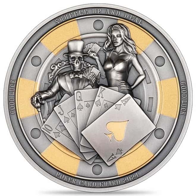 2024 Palau 1 oz Silver Poker Card Guard Coin .9999 Fine