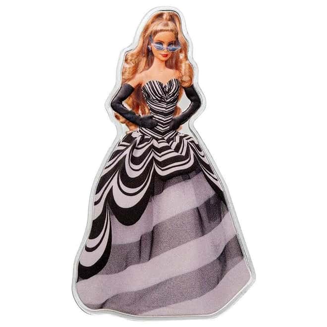 2024 Solomon Islands 1 oz Blue Sapphire Barbie™ Silver Coin 65th Ann.