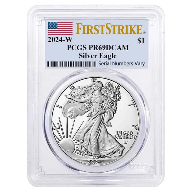 Lot of 20 - 2024-W 1 oz Proof Silver American Eagle PCGS PF 69 DC FS