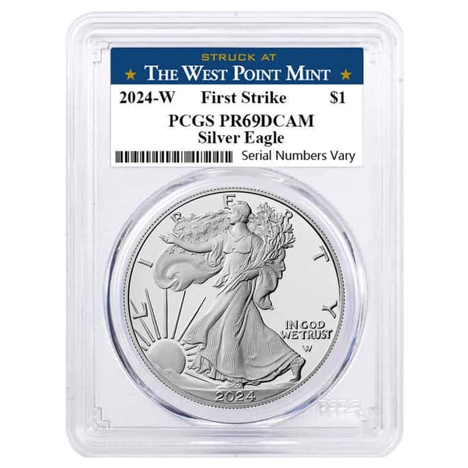 2024-W 1 oz Proof Silver American Eagle PCGS PF 69 DC FS West Point