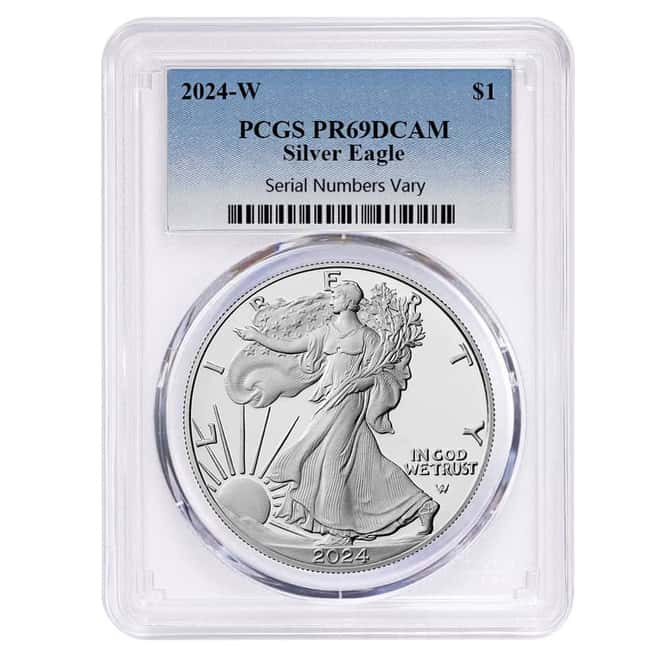 Lot of 20 - 2024-W 1 oz Proof Silver American Eagle PCGS PF 69 DC