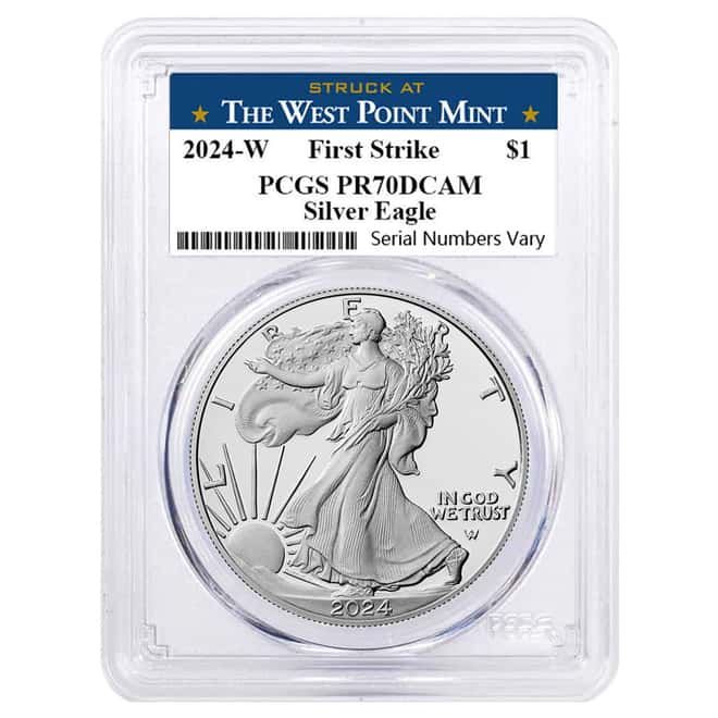 2024-W 1 oz Proof Silver American Eagle PCGS PF 70 DC FS West Point