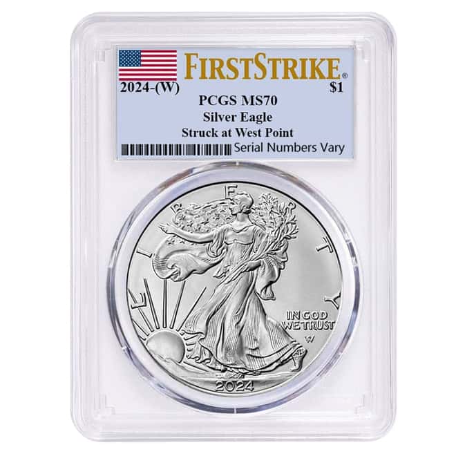 Box of 20 - 2024 (W) 1 oz Silver American Eagle PCGS MS 70 FS Flag