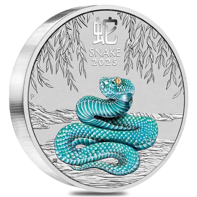 2025 1 Kilo Colorized Silver Lunar Snake BU Perth Mint