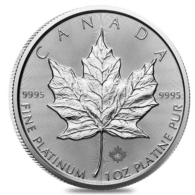 Roll of 10 - 2025 1 oz Platinum Canadian Maple Leaf $50 Coin BU