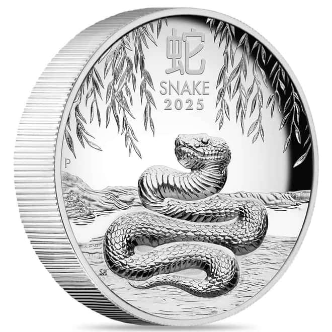 2025 1 oz Proof High Relief Silver Lunar Snake Australian Perth Mint