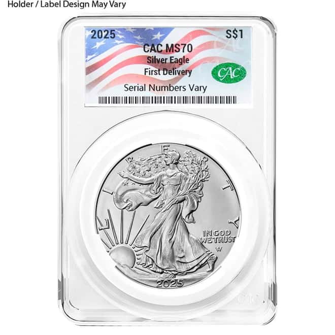 2025 1 oz Silver American Eagle CAC MS 70 First Delivery