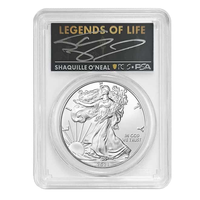 2021 1 oz Silver American Eagle Type 1 PCGS MS 70 Last Day of Production (Shaquille O'Neal)