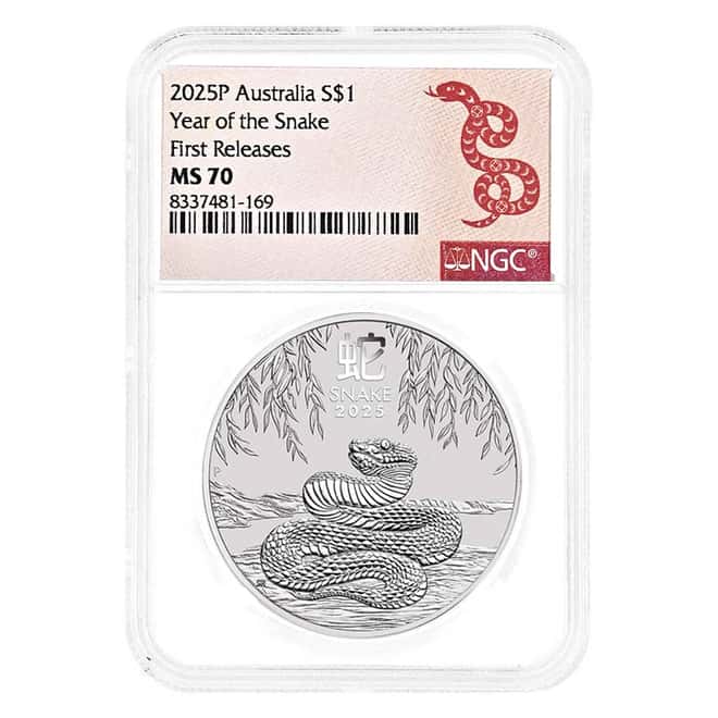 2025 1 oz Silver Lunar Snake Australian Perth Mint NGC MS 70 FR