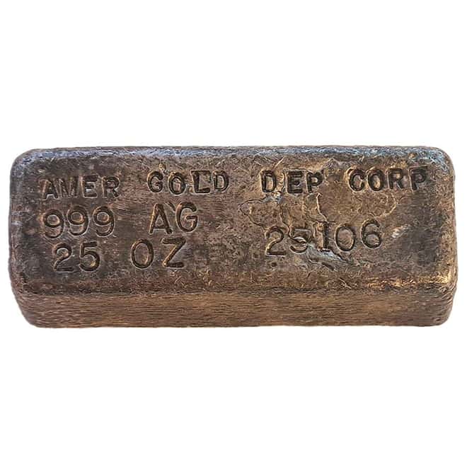 25 oz American Gold Depository Corporation Silver Bar .999 Fine
