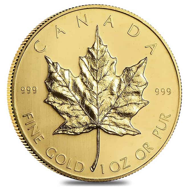 Roll of 10 - 1 oz Canadian Gold Maple Leaf $50 Coin (Random Year)