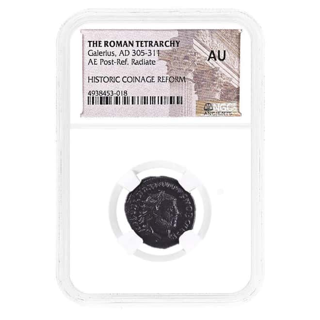 305-311 AD The Roman Tetrarchy Galerius AE Coin NGC AU