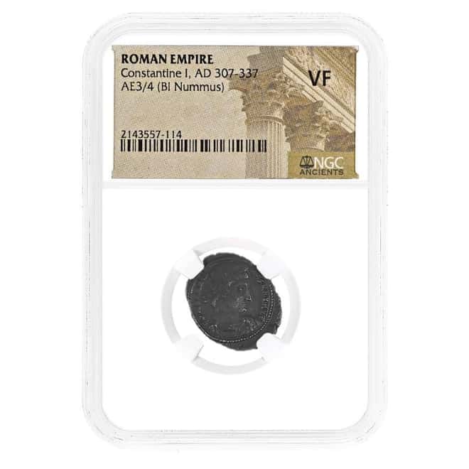 307-337 AD Roman Empire Constantine I BI Nummus Coin NGC VF